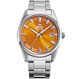 Orient Stretto RA-AC0R08Y30B 38.5mm Orologio meccanico automatico unisex - Quadrante arancione, cassa e bracciale in acciaio inossidabile, Display della Data, Edizione Limitata