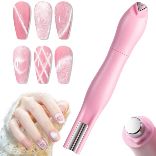 Elegirme ネイル用マグネット 強力磁石 3WAY キャッツアイ専用ツール 初心者もプロのような仕上がり ジェルネイルアート セルフネイル ハート かわいい オシャレ 女性 家庭用 - ピンクのサムネイル