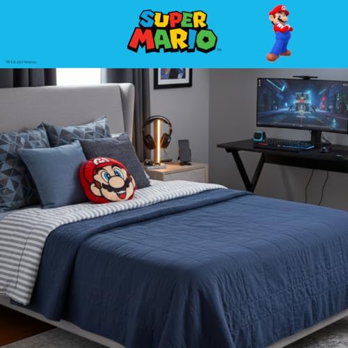 Image of Nintendo Super Mario Gaming Bedding Super Soft Plush Decorative Pillow, One Size, (Officially Licensed Product) By Franco
