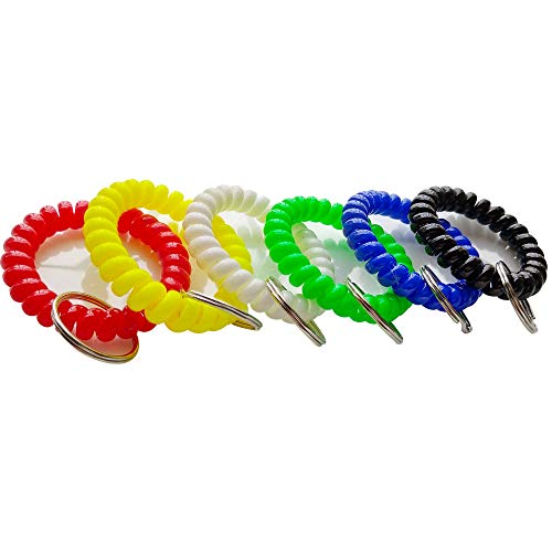 Chaveiro de pulso – chaveiro de mola espiral elástica para academia, piscina, crachá de identificaçã