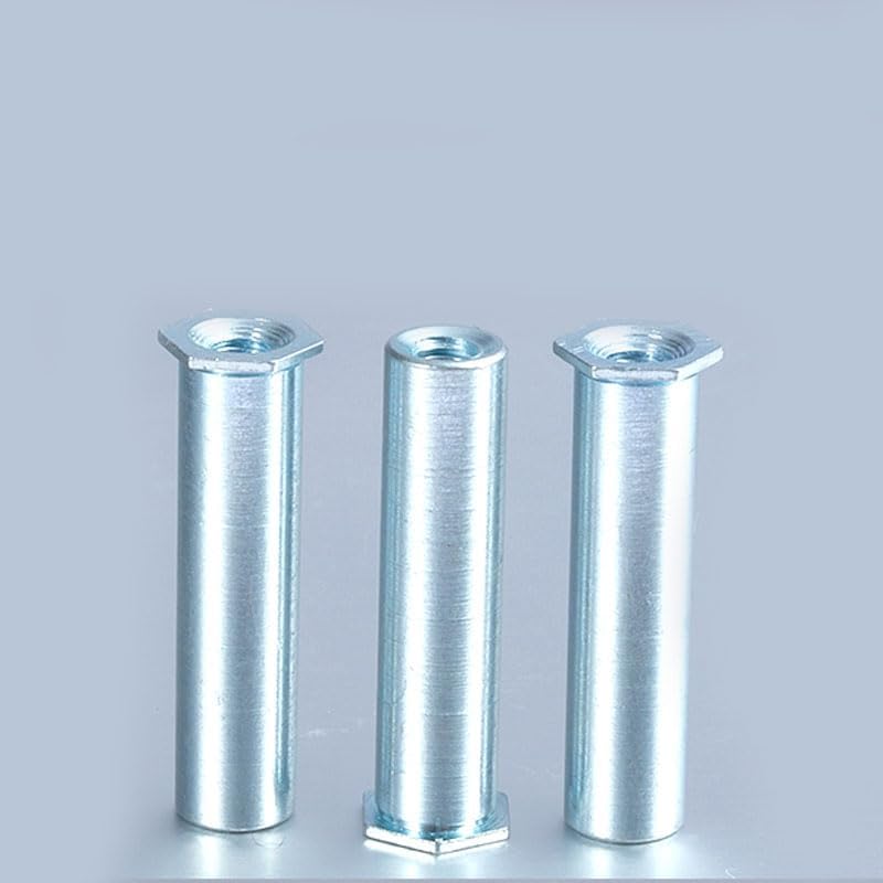 6pcs M8 through hole pressure riveting studs hollow riveted nut pressure riveting screw sleeve 11mm OD 10mm-20mm zinc plating (Dimensions: M8x10mm)
