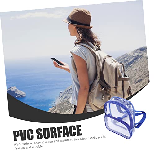Milisten Clear Backpack for Adults and Transparent PVC Shoulder Bag with Durable Mini Travel Design Lightweight Sports and Stadium Day Trip Bag Blue4