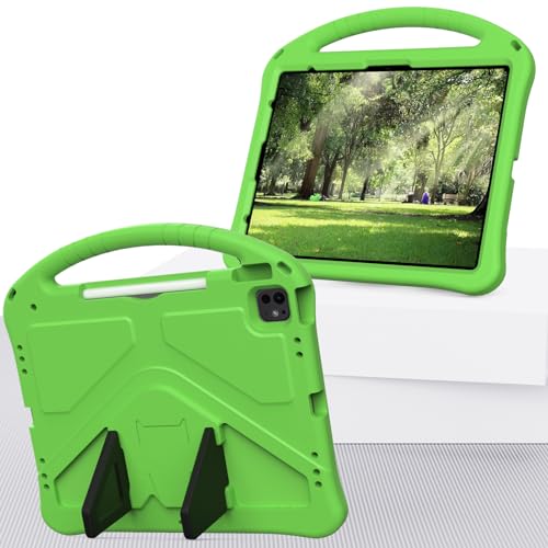 Étui de protection iPad Air 13 M2 vert anti-chute avec support béquille