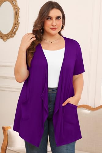 Image of TIANZHU Plus Size Cardigan for Women Lightweight Short Sleeve Summer Dressy Light Cardigan