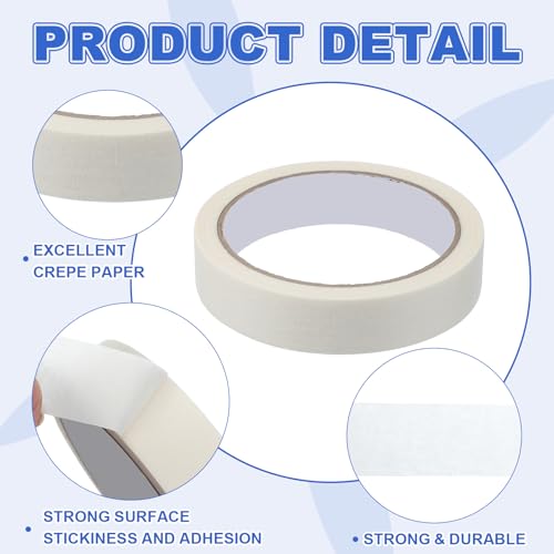 Image of MECCANIXITY Masking Tape 0.8 Inch x 21 Yard Painters Tape Adhesive Paint Tapes for DIY Crafts Arts Wall Painting Labeling Car Home Office Decoration, White, Pack of 10