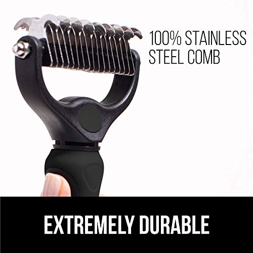 Gorilla Grip Stainless Steel Pet Grooming Rake, Comfort Handle, Dematting And Deshedding Dog Brush, Prevent Mats And Tangles, 2 Sided Cats And Dogs Hair Comb, Groom Short Long Undercoat Fur, Black #TOP5
