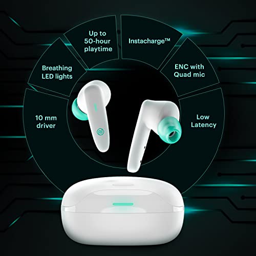 Noise Buds VS402 in-Ear Truly Wireless Earbuds with 50H of Playtime, Low Latency, Quad Mic with ENC, Instacharge(10 min=120 min),10mm Driver, BT v5.3, Breathing LED Lights (Neon White) - Image 4