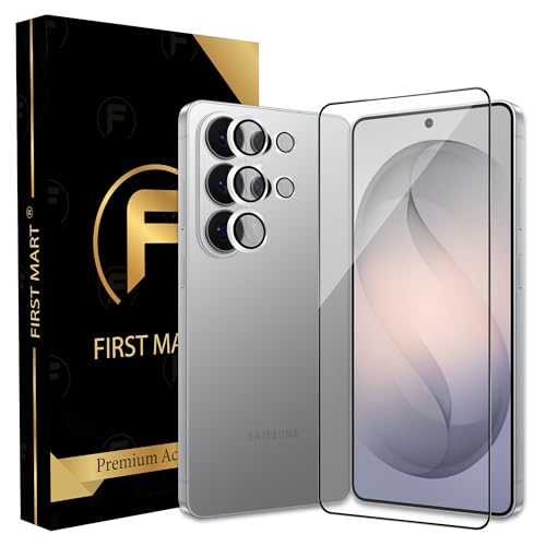 Image of FIRST MART Tempered Glass for Samsung Galaxy S26 Ultra 5G with Silver Camera Ring Guard & Installation Kit | HD Clear Edge-to-Edge Screen Protector, Scratch Resistant, Case-Friendly | Pack of 1