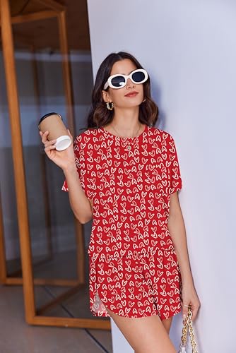 Image of Ekouaer Womens Pajama Sets Sexy Lounge Sets Side Split Short Pj Sets Cute Pjs 2 Piece Comfy Sleepwear Loungewear