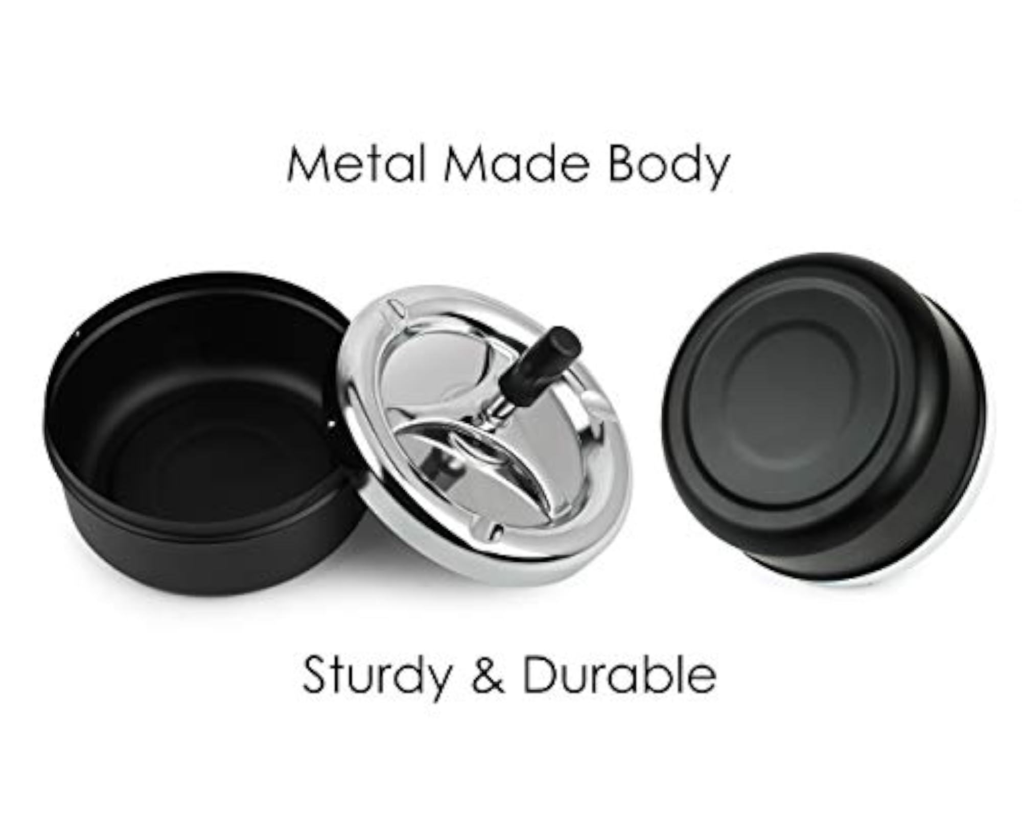 Large Round Push Down Spinning Metal Ashtray