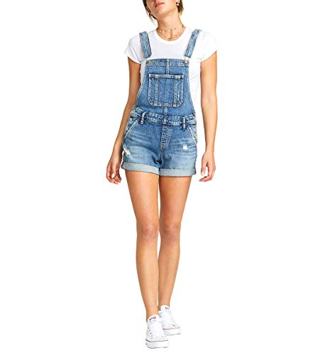 Silver Jeans Co. Women's Shortall, Distressed Dark Indigo, Large