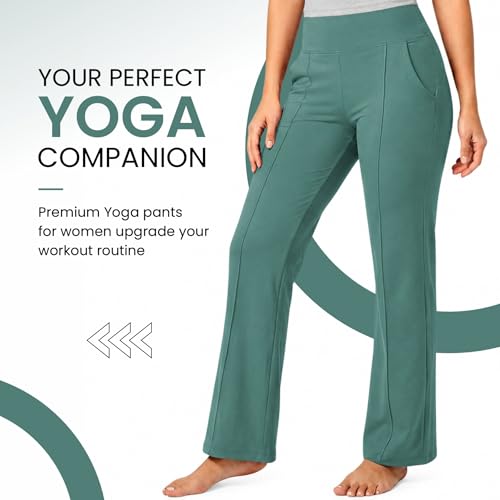Image of NINQ Women High Waist Flare Pants Lite Regular | Smart Casual Korean Trouser for Office Wear, Gym, Sports, Travel & Daily Styling