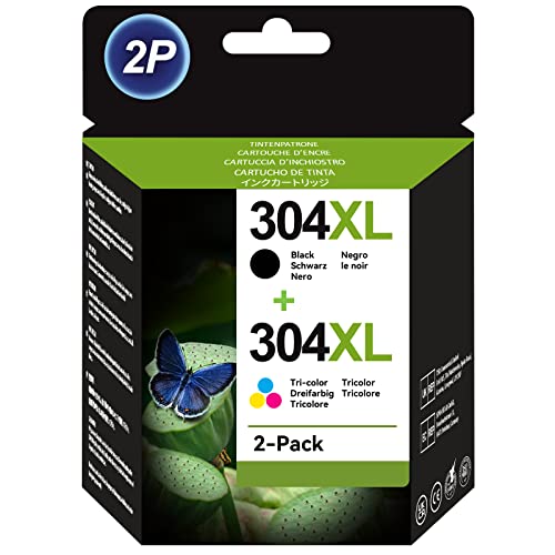 Economink 304XL Cartucho de Tinta Remanufacturado para HP 304 XL Negro y Tricolor, para DeskJet 3760 2630 2632 3762 3750 2622 3730 3735 2620 2633 2600, Envy 5020 5032 Impresoras, Pack de 2 Cover