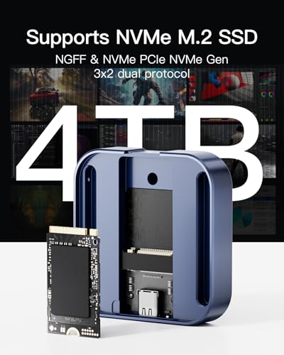 Inateck Gabinete SSD M.2 magnético, gabinete SSD USB 3.2 Gen 2 10Gbps, compatível com 2230 NGFF e NV