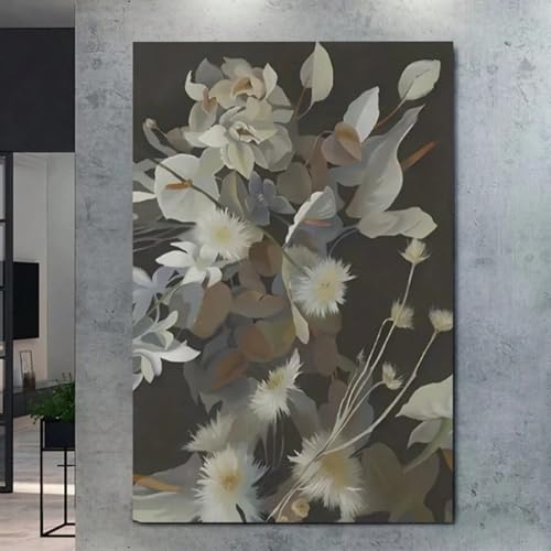 Art sur toile floral rustique 50x70cm avec cadre pour décoration murale de salon