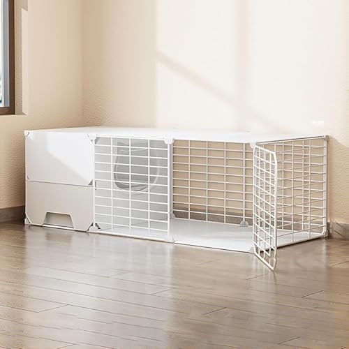 猫のケージ、猫のリターボックス、diy猫の囲い子猫のプレイペン大猫の犬小屋取り外し可能な金属製の小さな動物ケージ、繁殖猫ヴィラ、余分な大きな自由空間(色:白、サイズ:105x45x35cm) FANDIAO