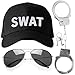 Produktbild 3-teiliges Swat-Kostüm-Zubehör  Swat-Kostüm für Erwachsene, einschließlich Polizeihut, Metall-Handschellen, Flieger-Sonnenbrille, Verkleidung für Erwachsene, Männer und Frauen, Polizisten und Räuber