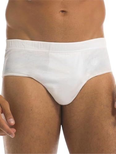 GARDA - 6 Slip Uomo 100% Cotone Filo di Scozia, Slip Alto Elastico Ricoperto, con Ricamo Art. 0764 (Bianco, 7/XXL)