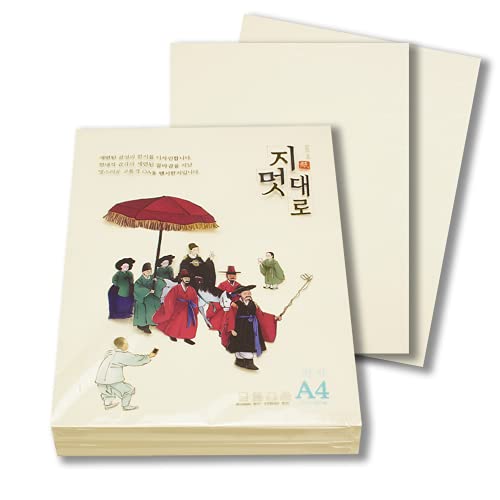 Hanji Printer Paper A4, Korean Traditional Mulberry Copy Paper, 100 Sheets, Premium Quality Copy Printer Paper, 8.3x11.7 Inches (Ivory)