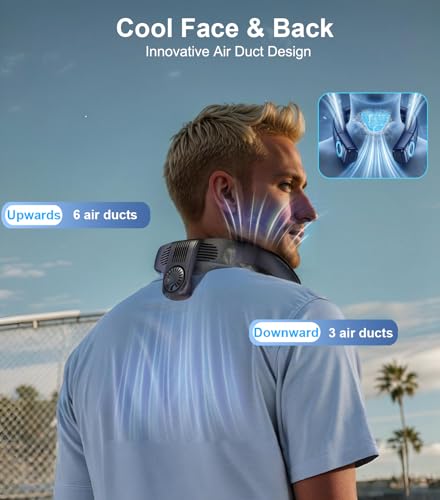 Image of Neck Fan Air Conditioner with Large Cooling Plate, Portable Neck Fans that Blow Cold Air 360 Airflow, Wearable Personal AC Quiet Back Air Outlet 6000mAh Rechargeable,Gifts for Men Women Travel Office