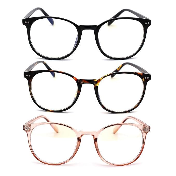 Image of SA106 Round Keyhole Blue Light Blocking Computer Vision Protection Eye Glasses