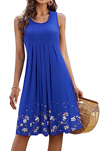 Image of KILIG Women Soft Casual Beach Sundress Floral Pleated Vintage Tank Dress 2026