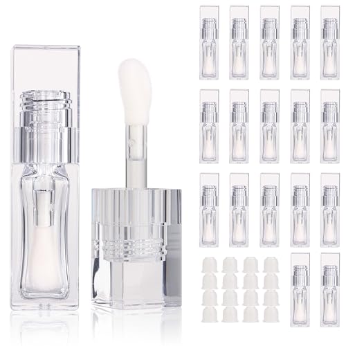 COSIDEA 18pcs Empty 6ml Square Clear PETG lip gloss tubes big deo foot wand lipgloss tube container for lip oil