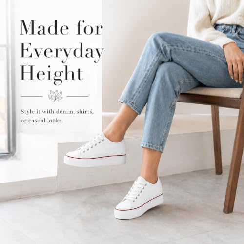 Image of REFRASE LIFE Womens Platform Sneakers with Wedge 3 Inches Height Boost Hidden Heel Shoes, Casual Height Increase Walking Fashion Shoes for Women and Girls
