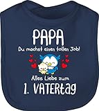 Baby Lätzchen - Geschenk zum - 1. Vatertag - Papa du machst einen tollen Job - Unisize - Navy Blau - erstes vatertagsgeschenk papatagsgeschenk tochter latz geschenke ersten daddy 1.vatertag