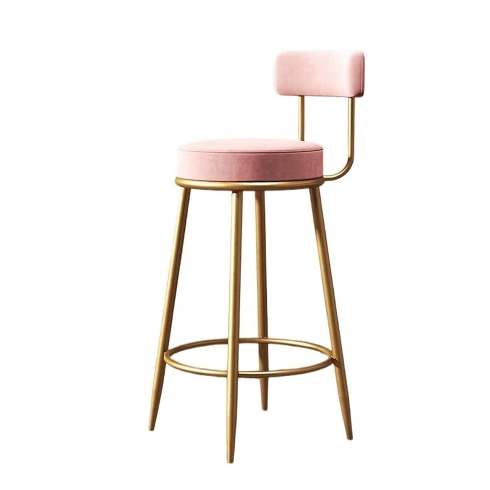 Chaise haute avec dossier pour petit espace tabouret de bar rose confortable