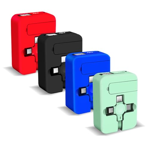 Gartmost 4 Pcs 3 in 1 Retractable Multi Fast Chargers Cable Bulk (3.28FT) with USB C/Micro USB/L and Phone Stand, Compatible with iPhone 17/16/15/14/13/12/11/10/9/8/Android/Tablet