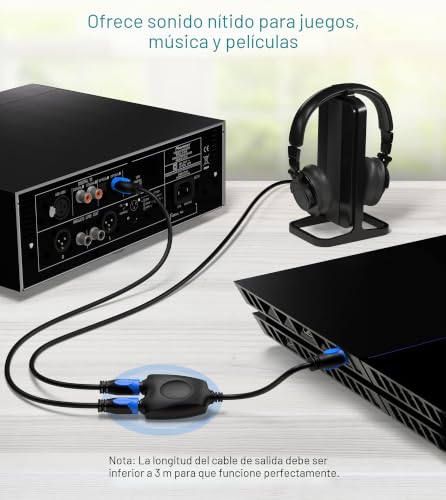 Divisor Toslink 1 en 2 salidas BlueRigger compatible con Dolby Digital y sonido DTS 5.1 3