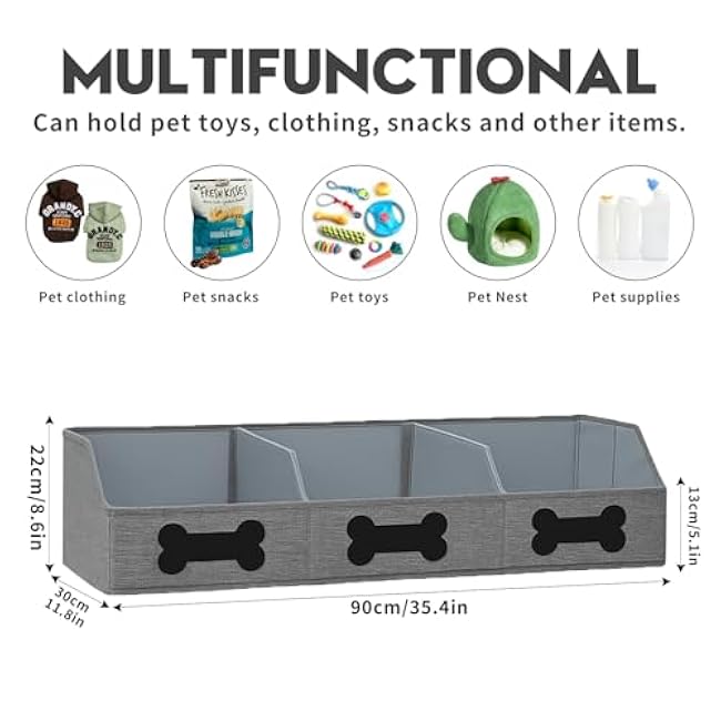 Qozary Large Dog Toy Basket with Diy Tag - Collapsible Dog Toy Bin, Fabric Personalized Pet Toy Box, Trapezoid Storage and Organizer for Pet Supplies