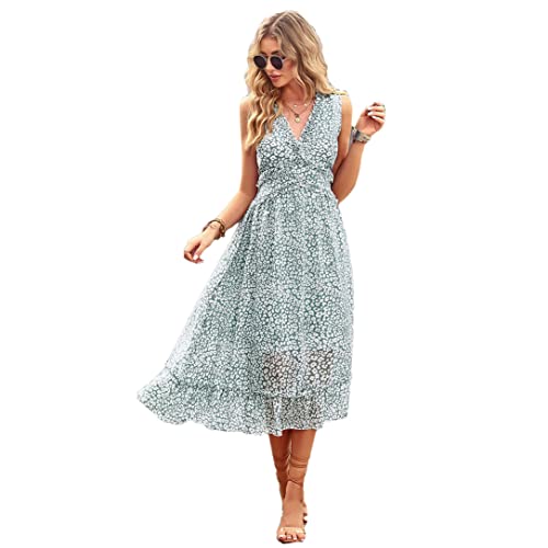 Robe sexy à imprimé floral sans manches au motif dynamique et coupe ajustée