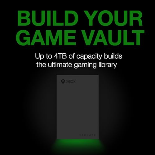 Image of Seagate Game Drive for Xbox 4TB External Hard Drive Portable HDD - USB 3.2 Gen 1, Black with Built-in Green LED bar, Xbox Certified, 3 Year Rescue Services (STKX4000402)