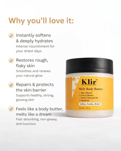 Image of KLIR Melt Body Butter | Deep Nourishing Moisturizer With Shea Butter, Cocoa Butter, Sweet Almond Oil (2 * 100gm)