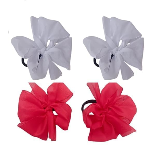 DIY School Ribbon Hair Band for Kids and Girls Set of 2 - White and Red-image-47