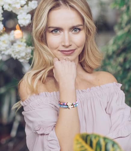 WAINIS 9Pcs Cross Bracelets Religious Christian Gifts for Women Trendy Stuff Adjustable WWJD Jesus Bracelets Catholic Communion Easter Graduation Bless Jewelry Gift4