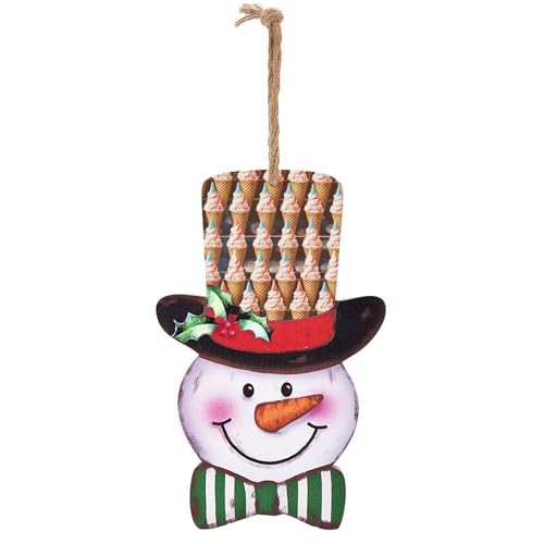Plaque en bois bonhomme de neige Noël imprimé intérieur suspendu - 2