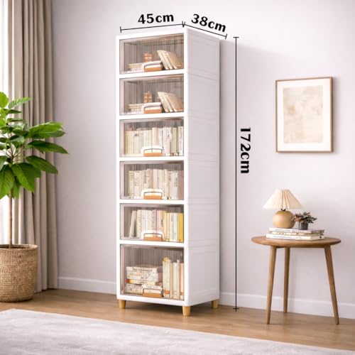 Image of URBAN LUXY Foldable Plastic Rack for Storage /Kitchen Cupboard /Sturdy Wardrobe for Clothes /Multipurpose Storage Organizer /Closet for Bedroom /Living Room /Laundry (Big Cupboard Rack -Transparent, 6PCS)