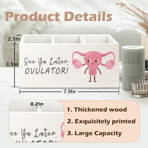 Image of Hysterectomy Gifts Wooden Pen Pencil Holder for Office Desk Accessories, Hysterectomy Recovery Gifts for Women Makeup Brush Toothbrush Holder Organizer