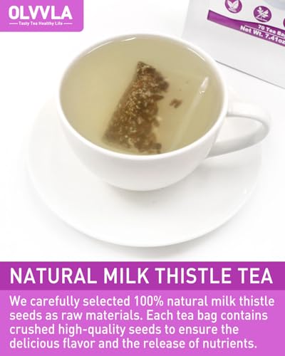Image of Olvvla - Premium Milk Thistle Tea Bags - 3g X 70 Count - 100% Pure Natural Milk Thistle Seed Herbal Tea - Caffeine-free - Non-GMO