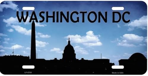 Washington DC Skyline Silhouette Metal License Plate image 2