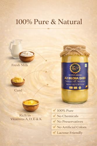 Image of GirTattva Organic A2 Gir Cow Desi Ghee 250ML | Bilona Method | Curd-Churned & Cultured |Pure, Natural & Danedar| Lactose-Free,Gluten-Free | Grass-Fed | Lab Tested |Immunity Booster|Glass Jar-Pack of 1
