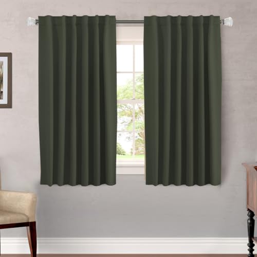 Image of H.VERSAILTEX Blackout Curtains Thermal Insulated Window Treatment Panels Room Darkening Blackout Drapes for Living Room Back Tab /Rod Pocket Bedroom Draperies (2 Panels, Olive, 52 x 54 Inch)