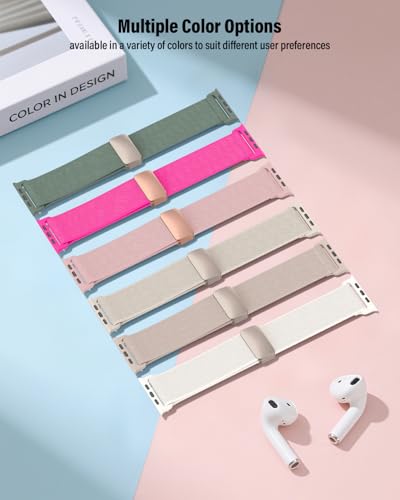 Image of Stretchy Band Compatible with Apple Watch Bands 40mm 38mm 41mm 42mm 44mm 45mm 46mm 49mm Women Men,Strong Magnetic Clasp Elastic Sport Strap for iWatch Series 11 10 9 8 7 6 5 4 3 2 1 Ultra SE /Green