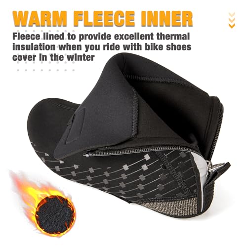 GEWAGE Cycling Shoe Covers -Warm Bike Shoe Covers - Windproof Mountain Road Cycling Overshoes - Cycling Shoe Cover for Men Women (Large) Black