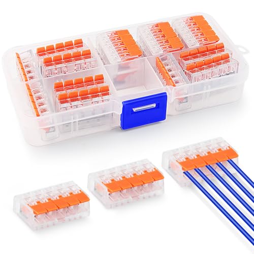 TAIHOBO Conectores Electricos Rapidos, Clemas Electricas Rapidas 5 Vias, 15 Piezas Empalmes Cables Electricos de PC y Latón, Fichas de Empalme Electrico, Adecuado para 0,14-4mm² Cables