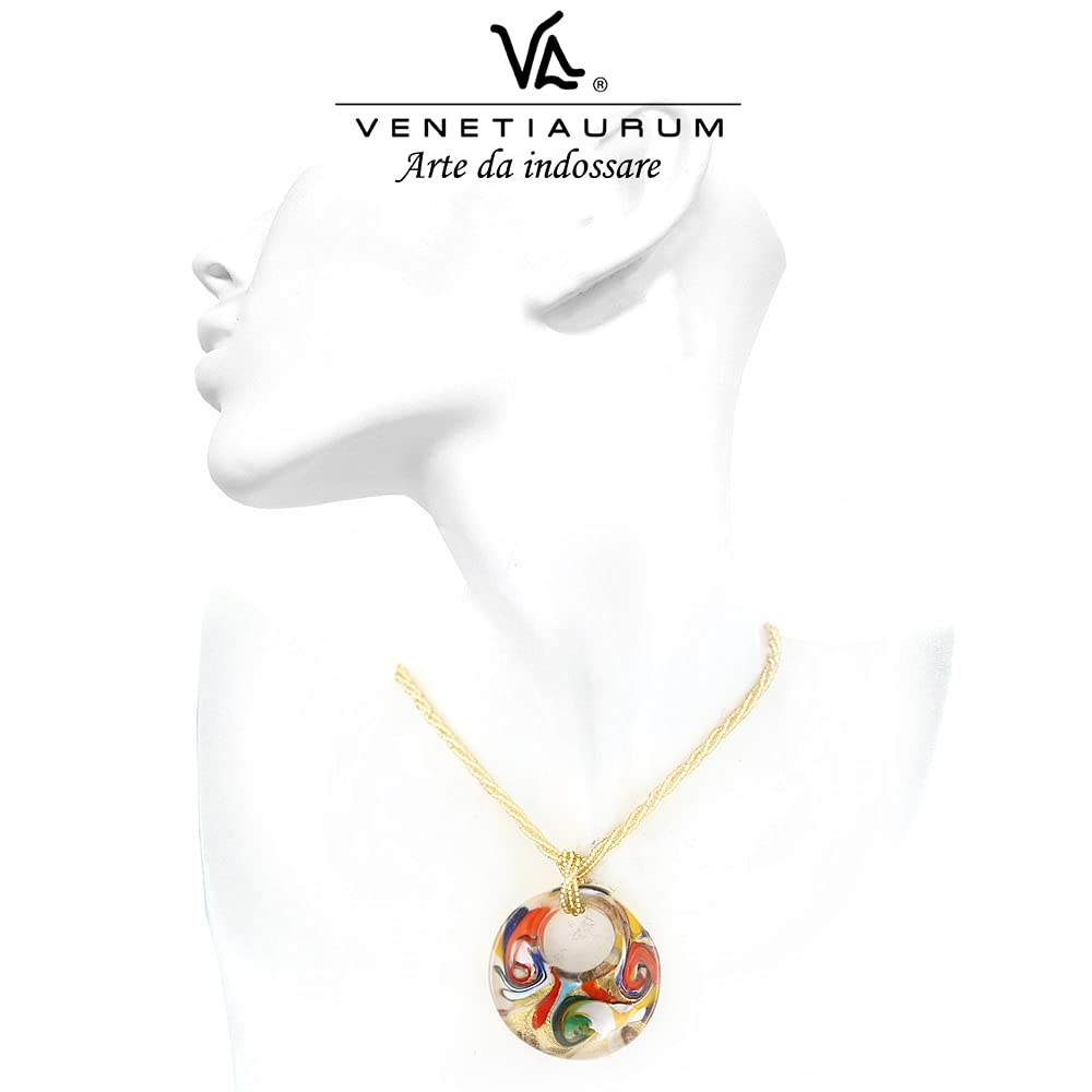 Venetiaurum - Collana per Donna con pendente in Vetro Originale di Murano e Argento 925 - Gioiello made in Italy certificato