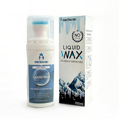 ANDYOUSKI 100ml Universal Liquid Ski & Snowboard Wax - Full Range of Temperatures No-Iron Application Comes with Sponge Wiping Head Fluorine-Free Formula